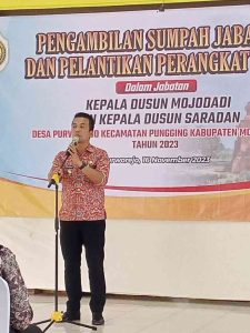 Pelantikan Di Purworejo,  Camat Amsar : Kadus Harus Loyal Pada Kades.